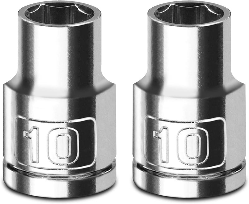 Upenjok 2PCS 1/2" Drive 10mm Socket Set, Shallow, Mirror Finish, Cr-V Steel, 6-Point - Image 1